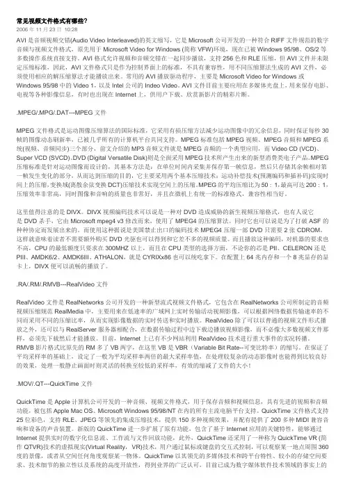 常见视频文件格式有哪些