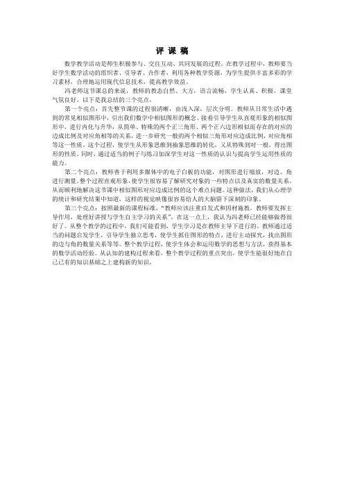 图形的相似教学课例点评文字稿