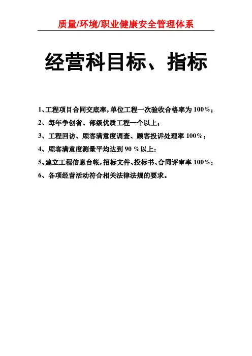 质量、环境、职业健康安全管理体系