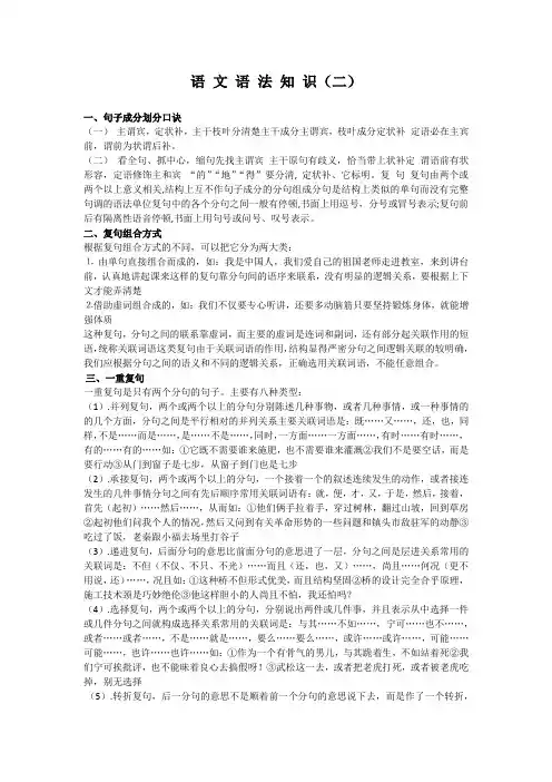小学语文语法知识大全(二)