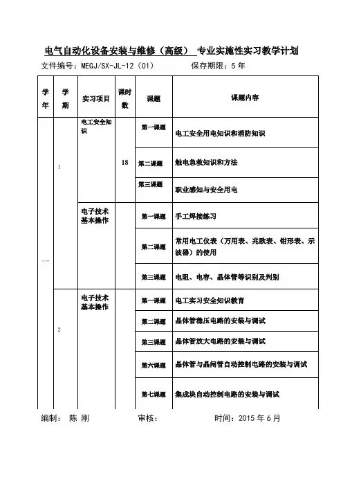电气自动化设备安装与维修