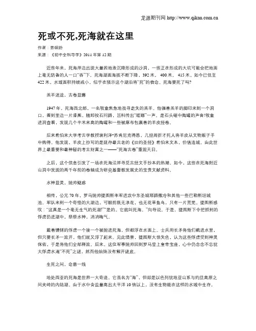 死或不死,死海就在这里