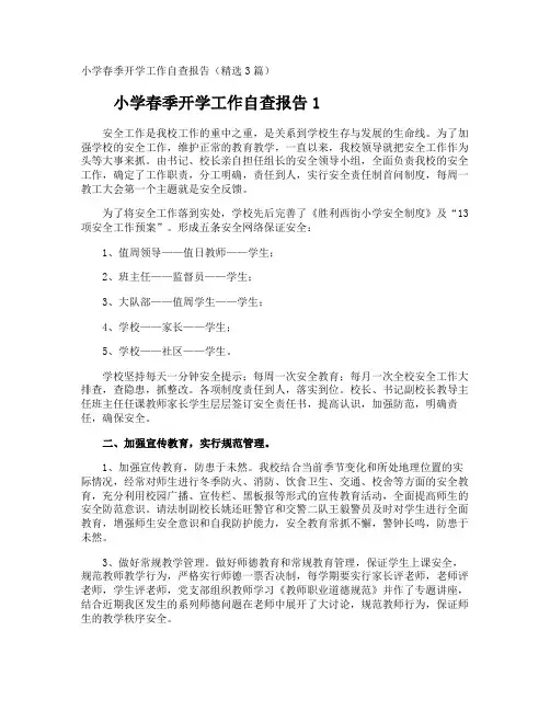 小学春季开学工作自查报告
