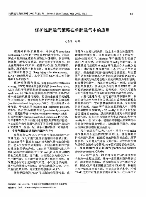 保护性肺通气策略在单肺通气中的应用