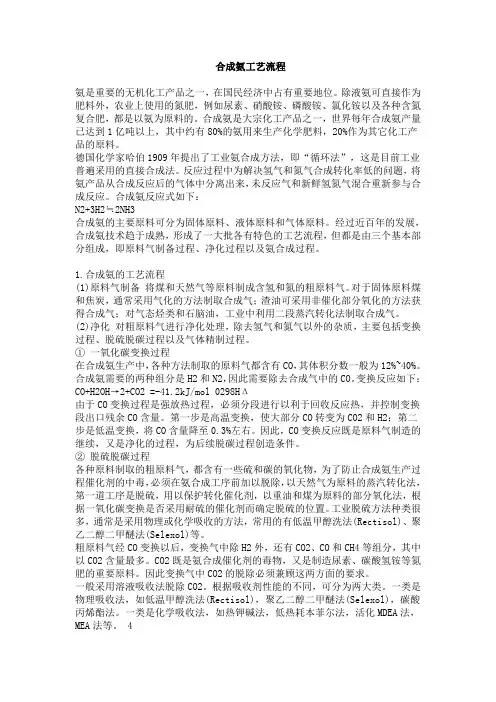 合成氨的工艺流程 (1)