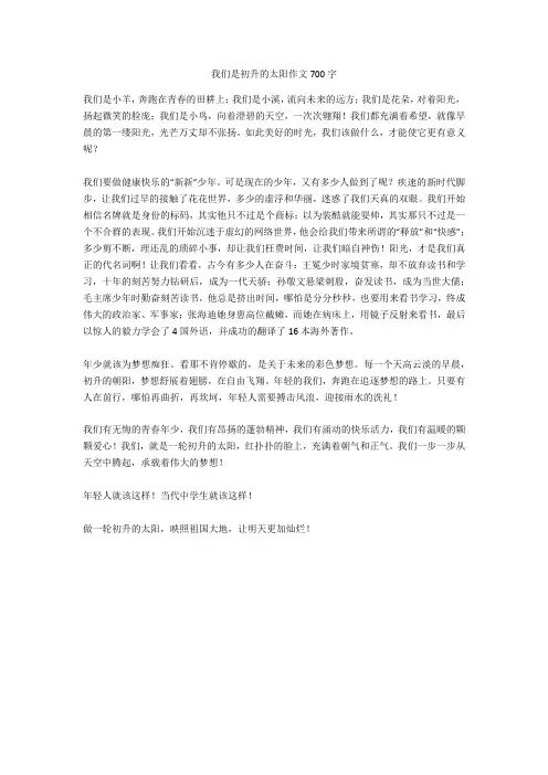 我们是初升的太阳作文700字完美版