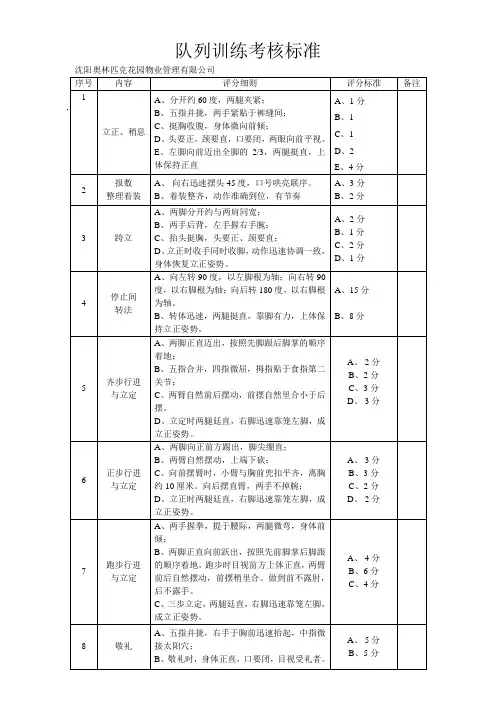 队列训练考核标准