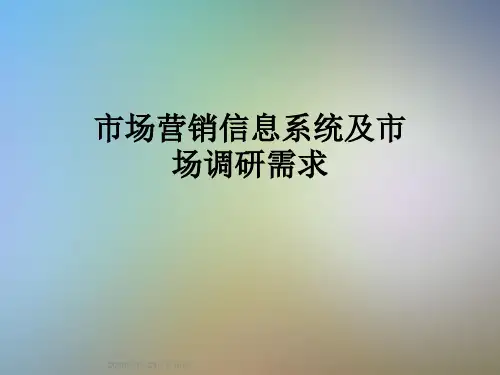 市场营销信息系统及市场调研需求