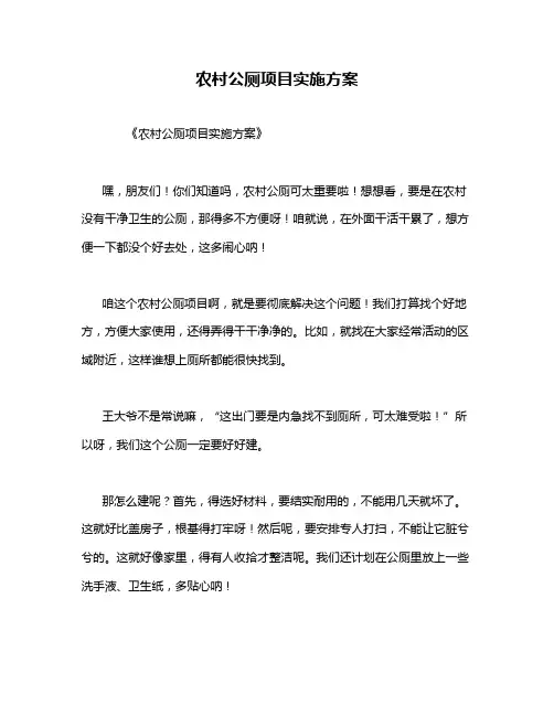 农村公厕项目实施方案