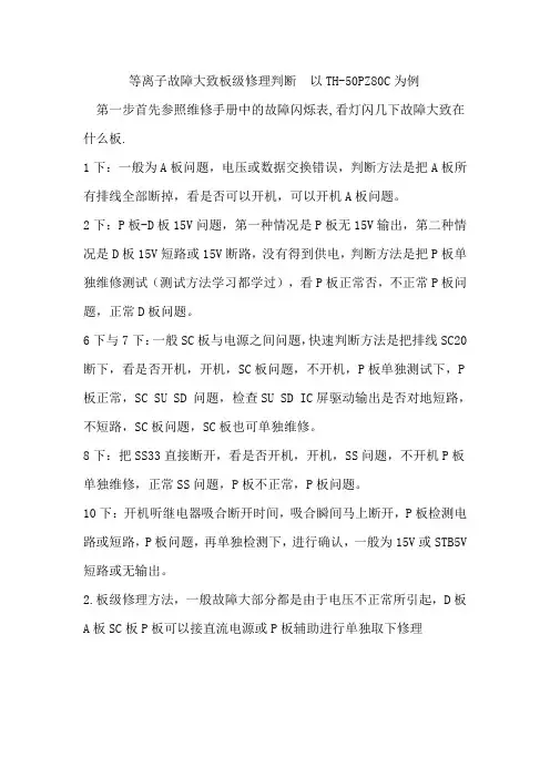 松下等离子电视机故障快速判断经验
