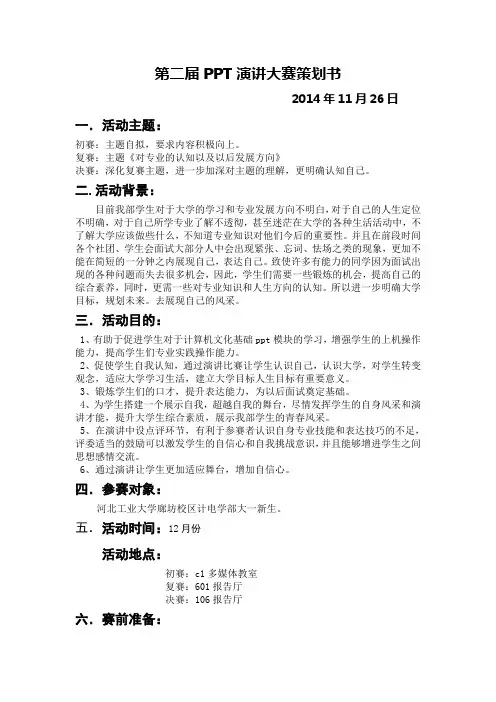 PPT演讲大赛策划书