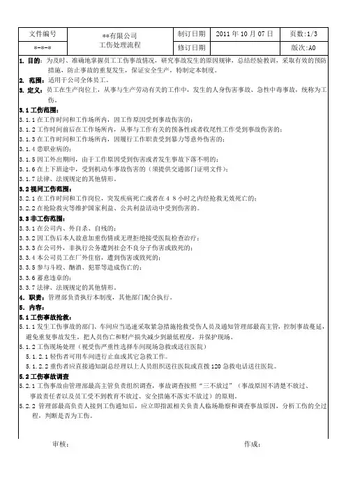 工伤处理流程--非常实用