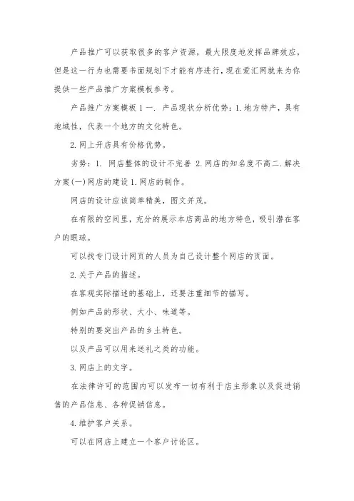 产品推广方案模板范例展示