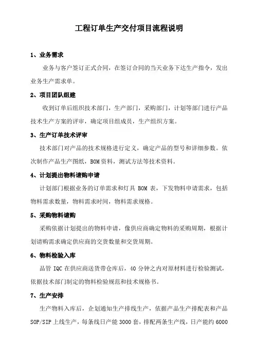 工程订单生产交付项目流程说明