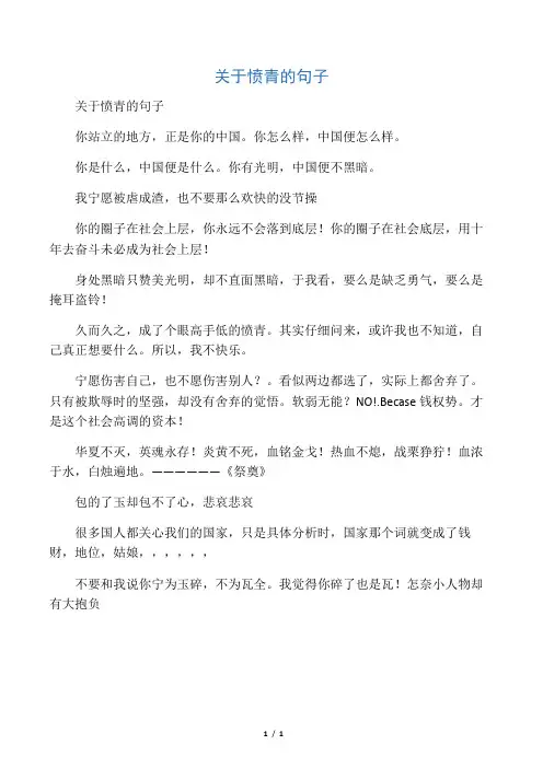 关于愤青的句子