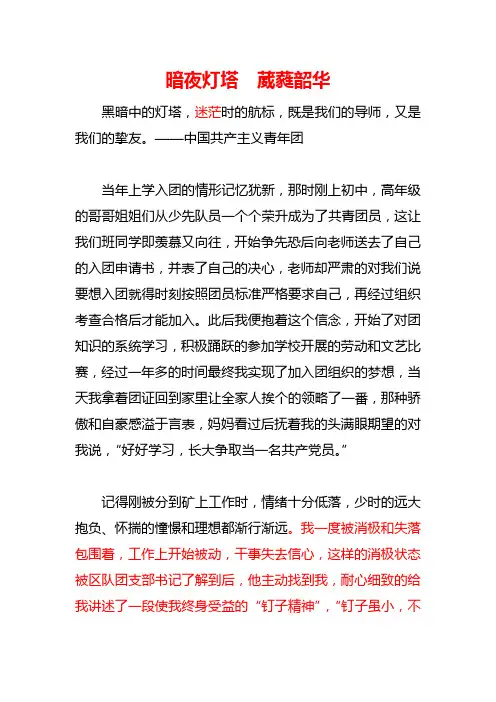我与共青团征文