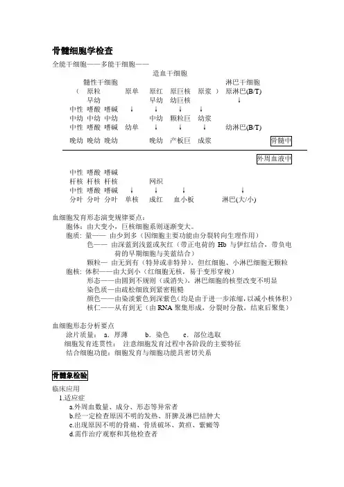 《实验诊断学》骨髓细胞学检查 内容整理