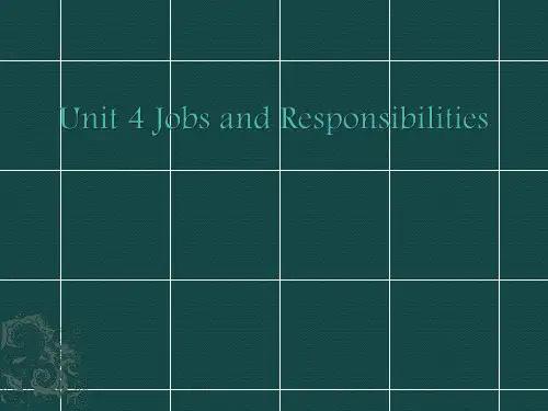 Unit 4 Jobs and Responsibilities