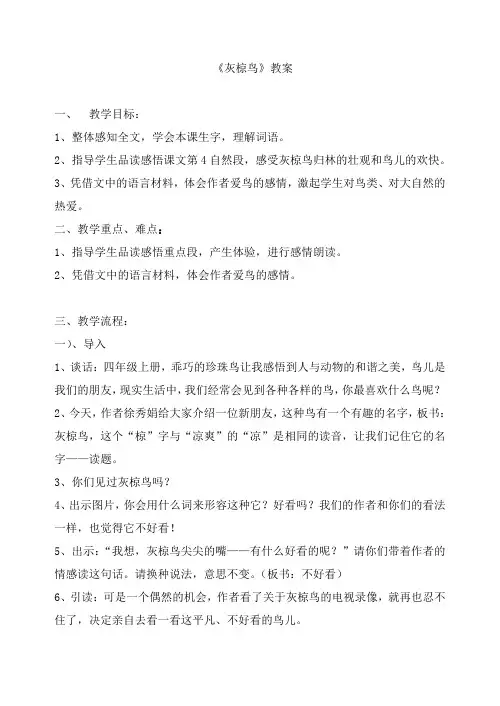 灰椋鸟教案