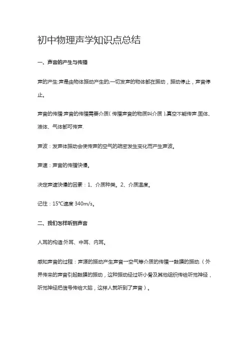 初中物理声学知识点总结