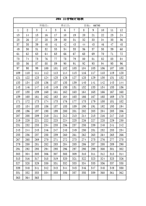365天存钱计划表A4