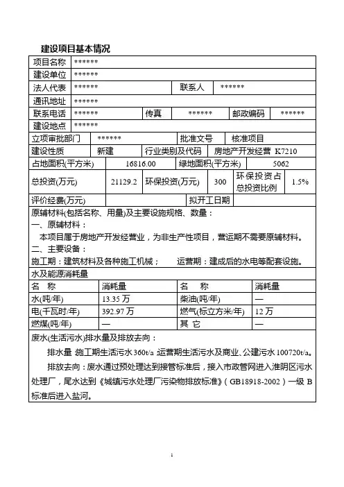 房地产项目环评报告表