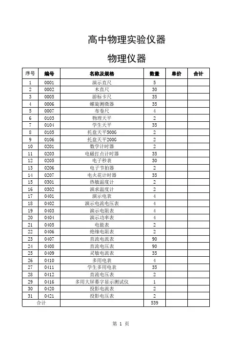 高中物理实验仪器