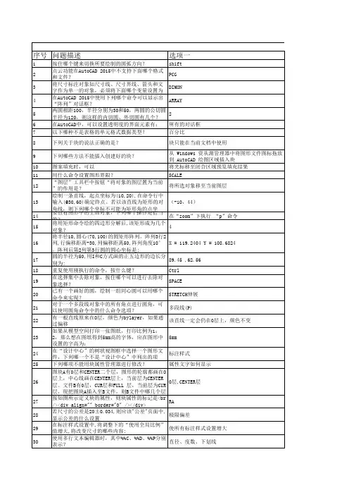 AutoCAD 初级工程师参考试题