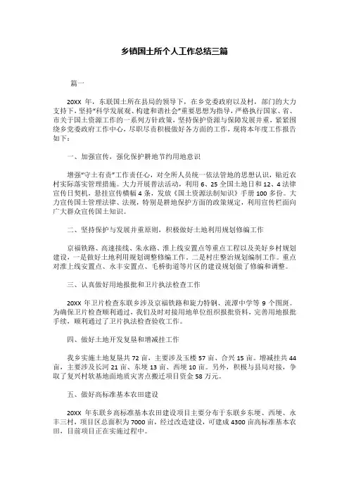 乡镇国土所个人工作总结三篇