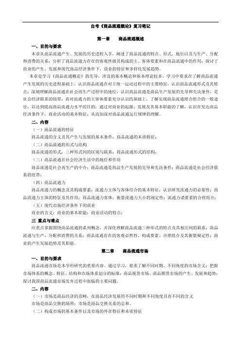 自考《商品流通概论》复习笔记