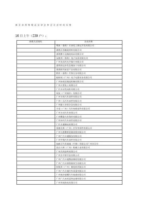 新企业所得税法宣讲会参会企业时间安排新企业所得税法宣讲