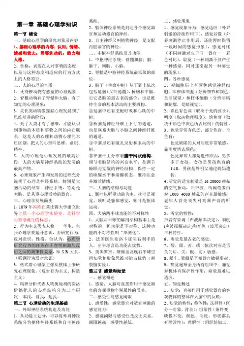 心理咨询师3级理论知识总结版(针对考试范围)microsoft_word_文档