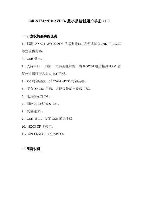 BR-STM32F103VET6最小系统板用户手册V1.0