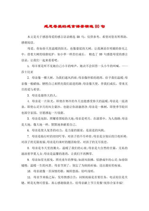 感恩母爱的感言语录精选80句