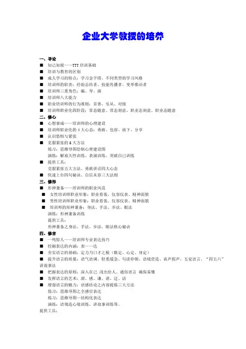 企业大学教授的培养