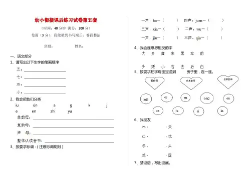幼小衔接课后练习试卷第五套