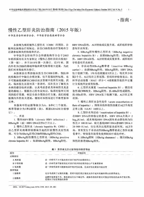 慢性乙型肝炎防治指南(2015年版) 2