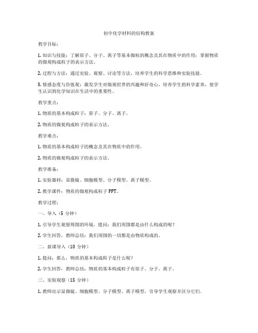 初中化学材料的结构教案