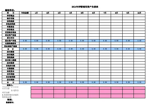 XX公司2014管理用三表