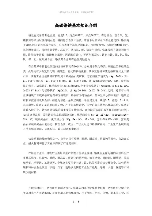 高碳铬铁基本知识介绍