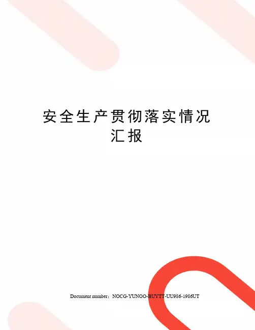 安全生产贯彻落实情况汇报 2