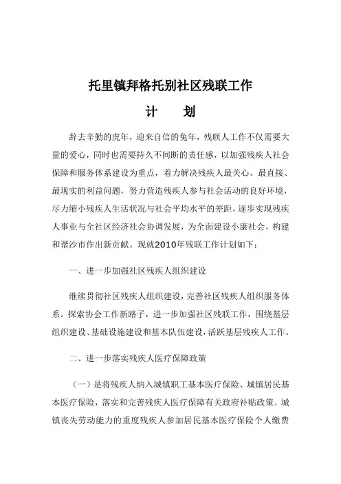 残联工作计划