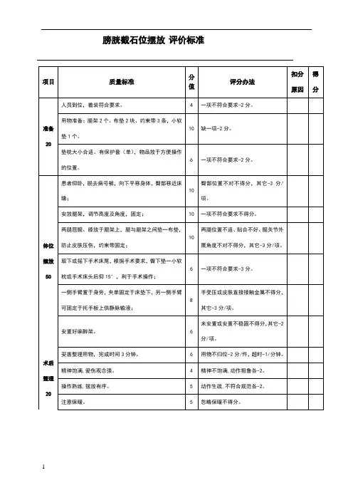 截石位摆放评价标准 2