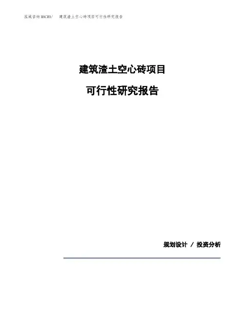 建筑渣土空心砖项目可行性研究报告模板范文(立项备案项目申请)