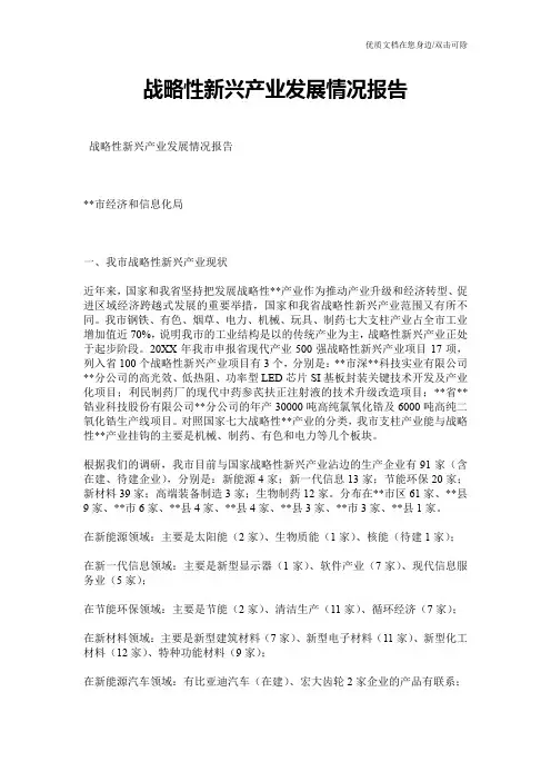 战略性新兴产业发展情况报告