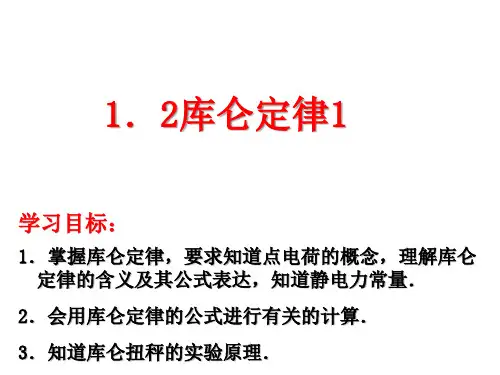 人教版高二物理选修3-1第一章  1.2库仑定律(第1课时)(15张PPT)