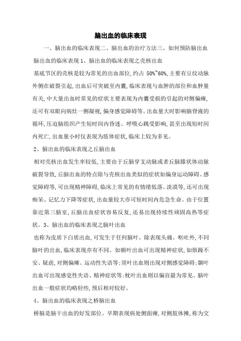 脑出血的临床表现