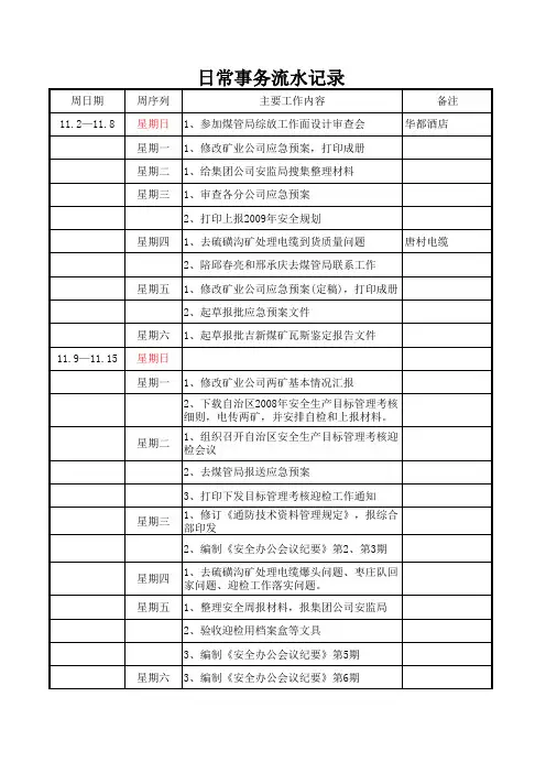 日常事务流水记录
