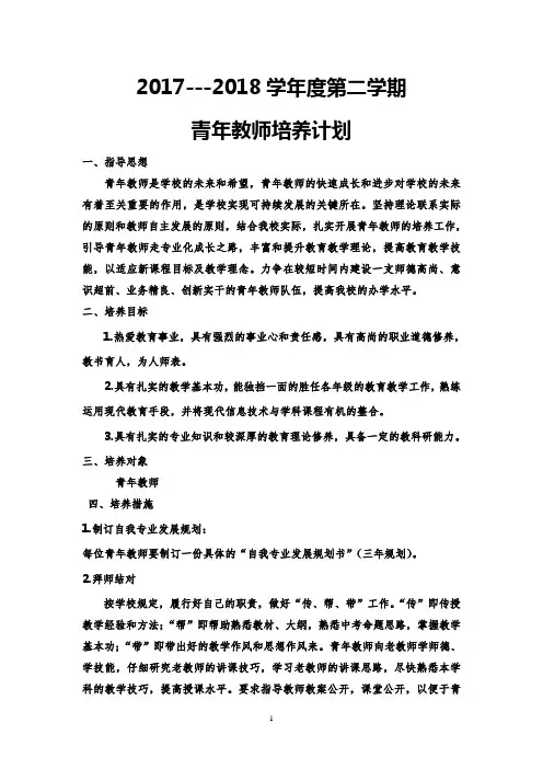 2018年青年教师培养计划