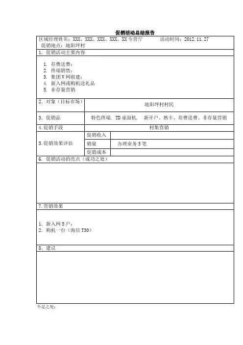 促销活动总结报告